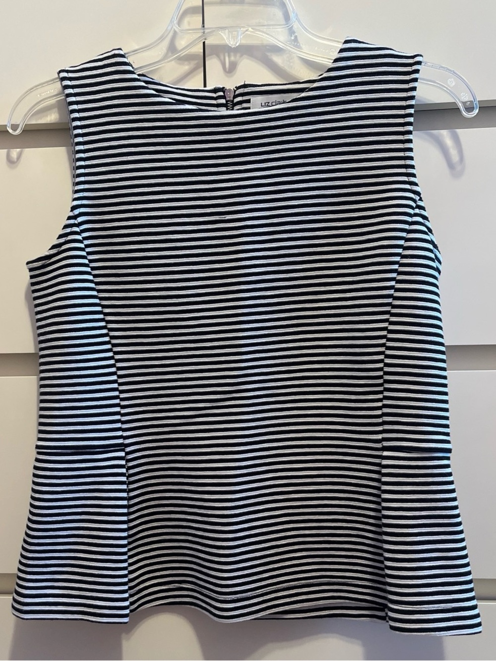 Liz Claiborne Black and White Striped Sleeveless Tank